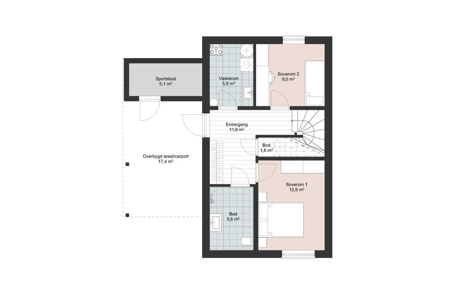 Tverreggi — plantegning 1