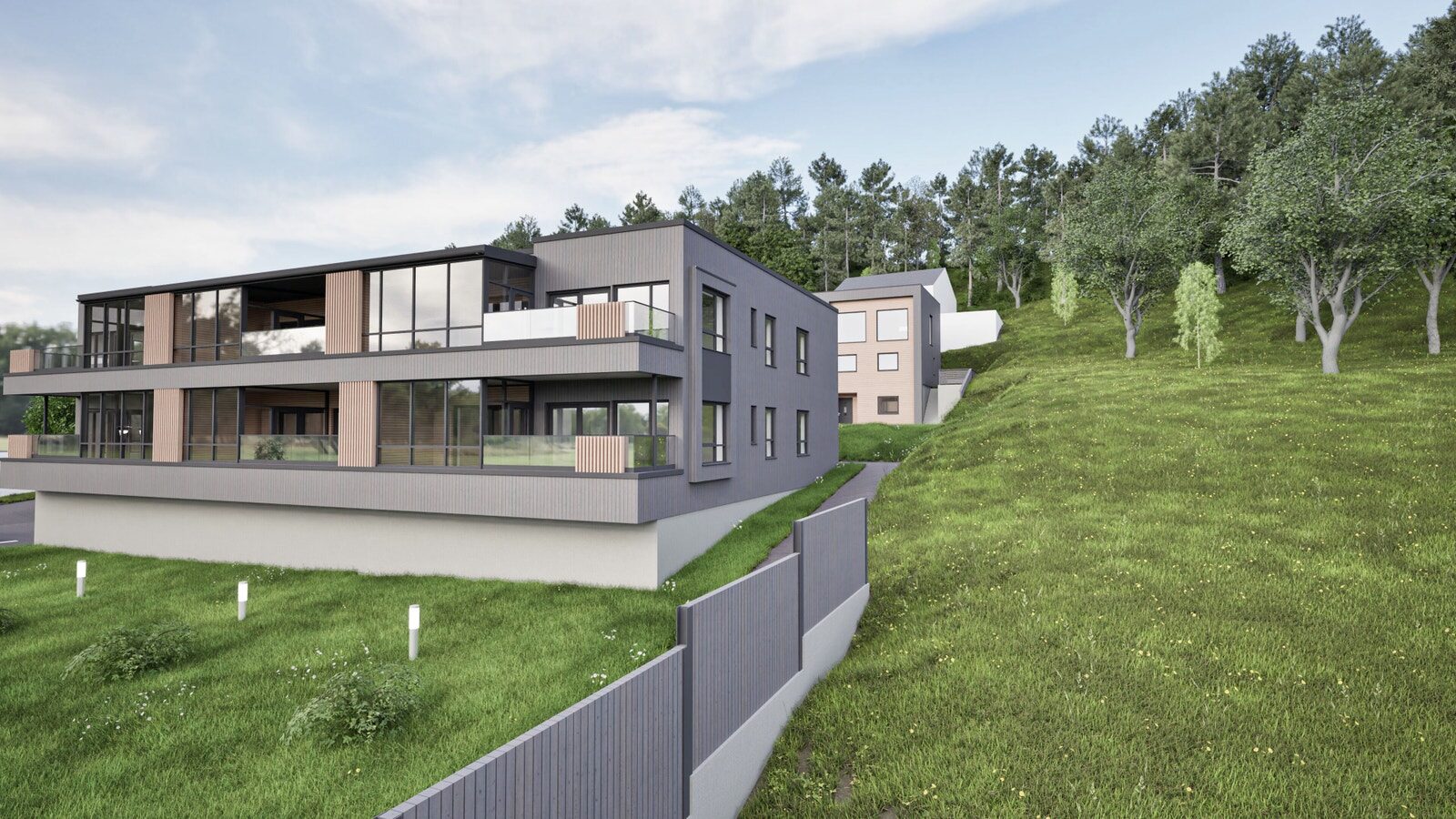 Leilighetsbygget Hatlane Panorama sett fra sørvest